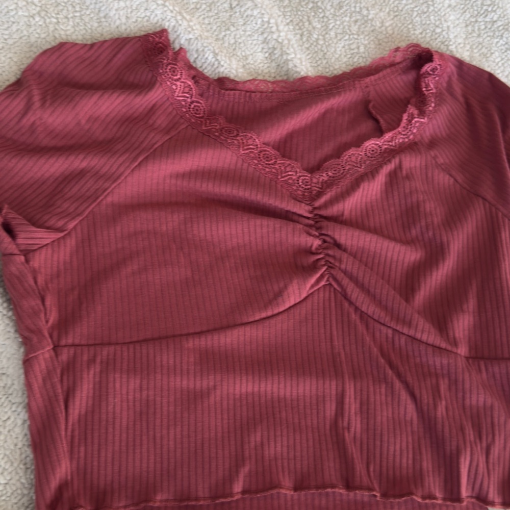 Pink Lace Trim Top